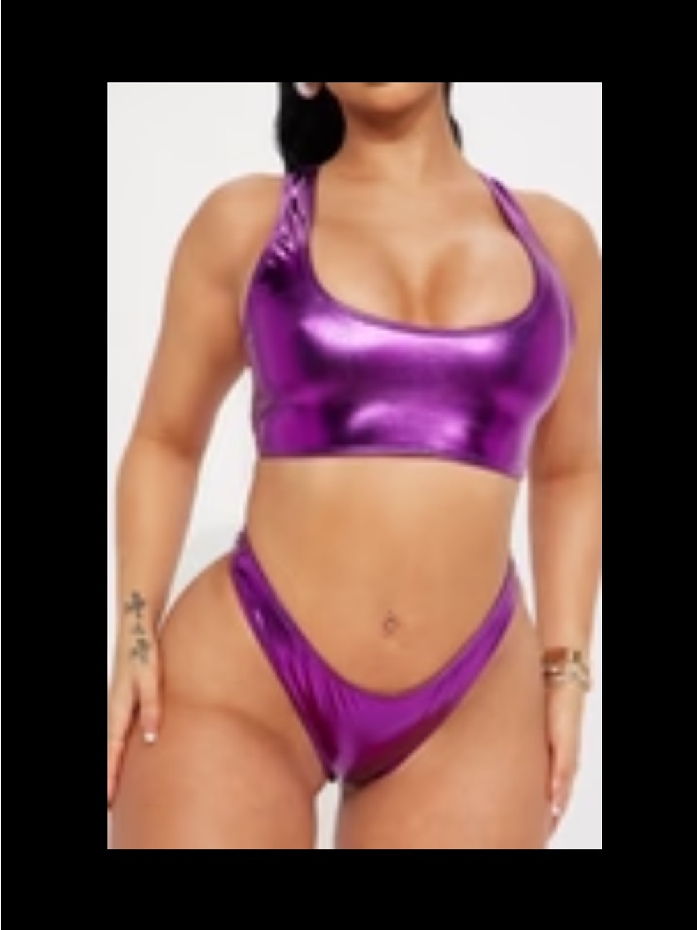 Fashion Nova Metallic Purple Halter Bikini Set